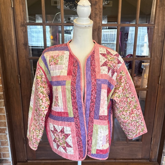 Pink and Purple Quilted Floral Jacket M/L - Picture 2 of 8